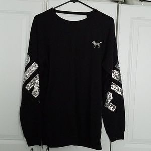 NWT VS PINK Bling Campus Open Back Long Sleeve Tee